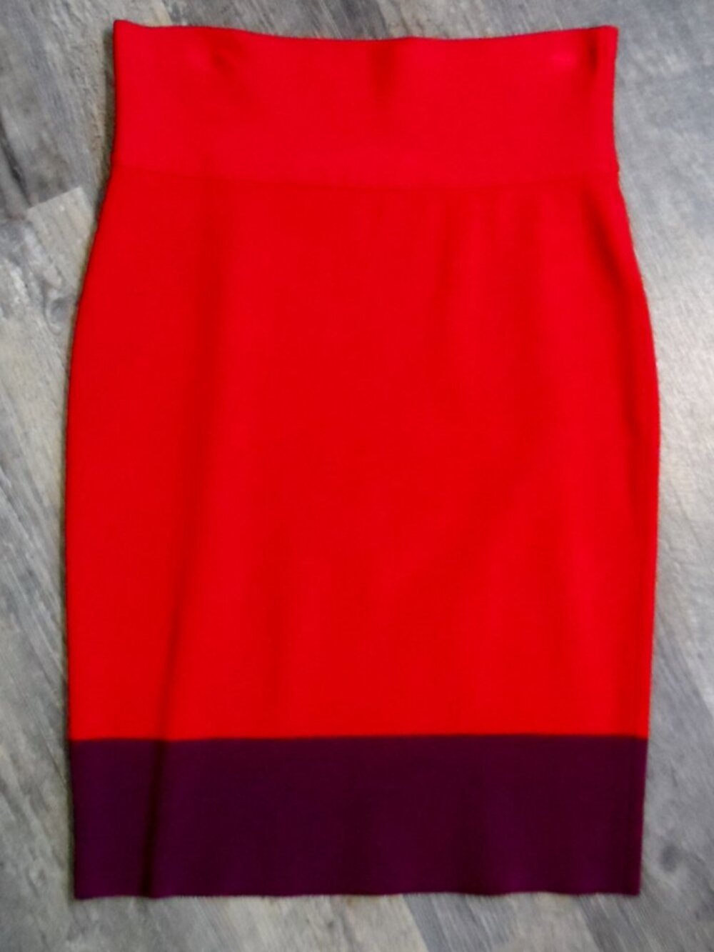 Express Bandage Pencil Skirt Red & Purple Sz Lg